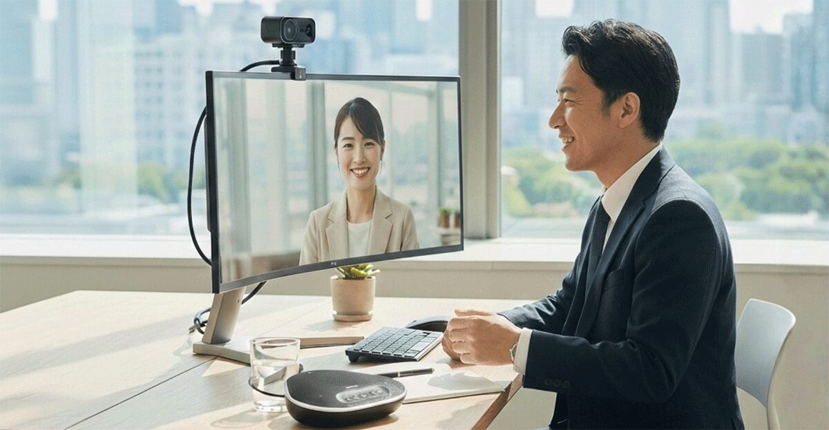 明るくクリアな映像と音声で、自信を持ってWeb会議に参加するビジネスパーソン