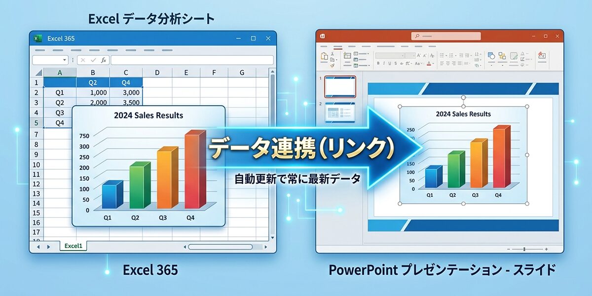 ExcelのデータとPowerPointのグラフを同期させるリンク貼り付けとは